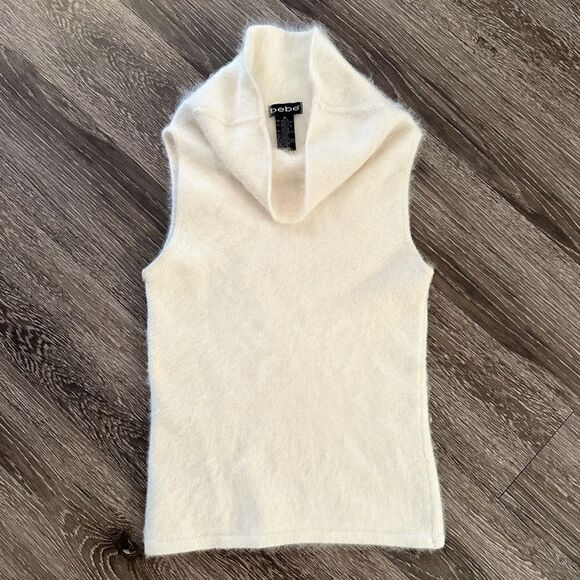 Bebe Y2k angora rabbit sleeveless funnel neck sweater - Picture 1 of 5